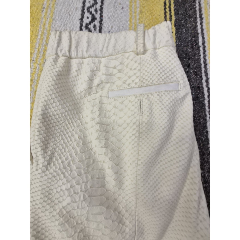 Yigal Azrouël 100% Lamb Leather Croc-Embossed Pants - Winter White - Size 2 - Picture 6 of 16